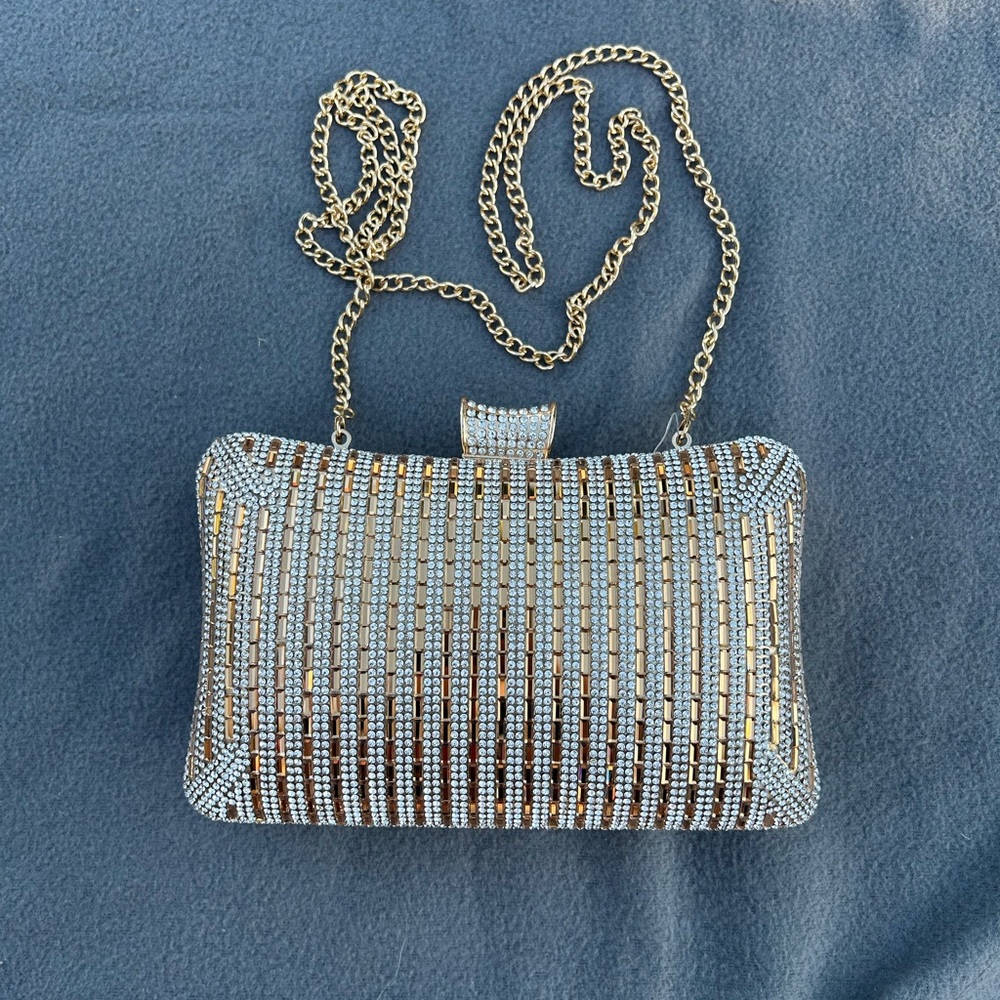 Elegant Gold and Silver Chain Clutch